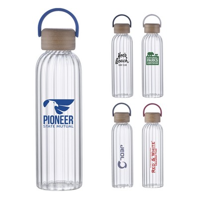 21 oz. Glass Bottle with Easy Carry Bamboo Lid